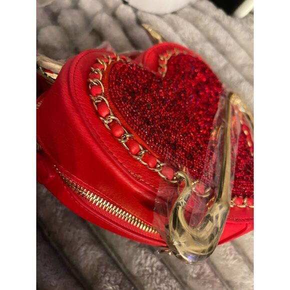 - Betsey johnson devil heart bling gems nwt kitsch crossbody - Picture 7 of 11